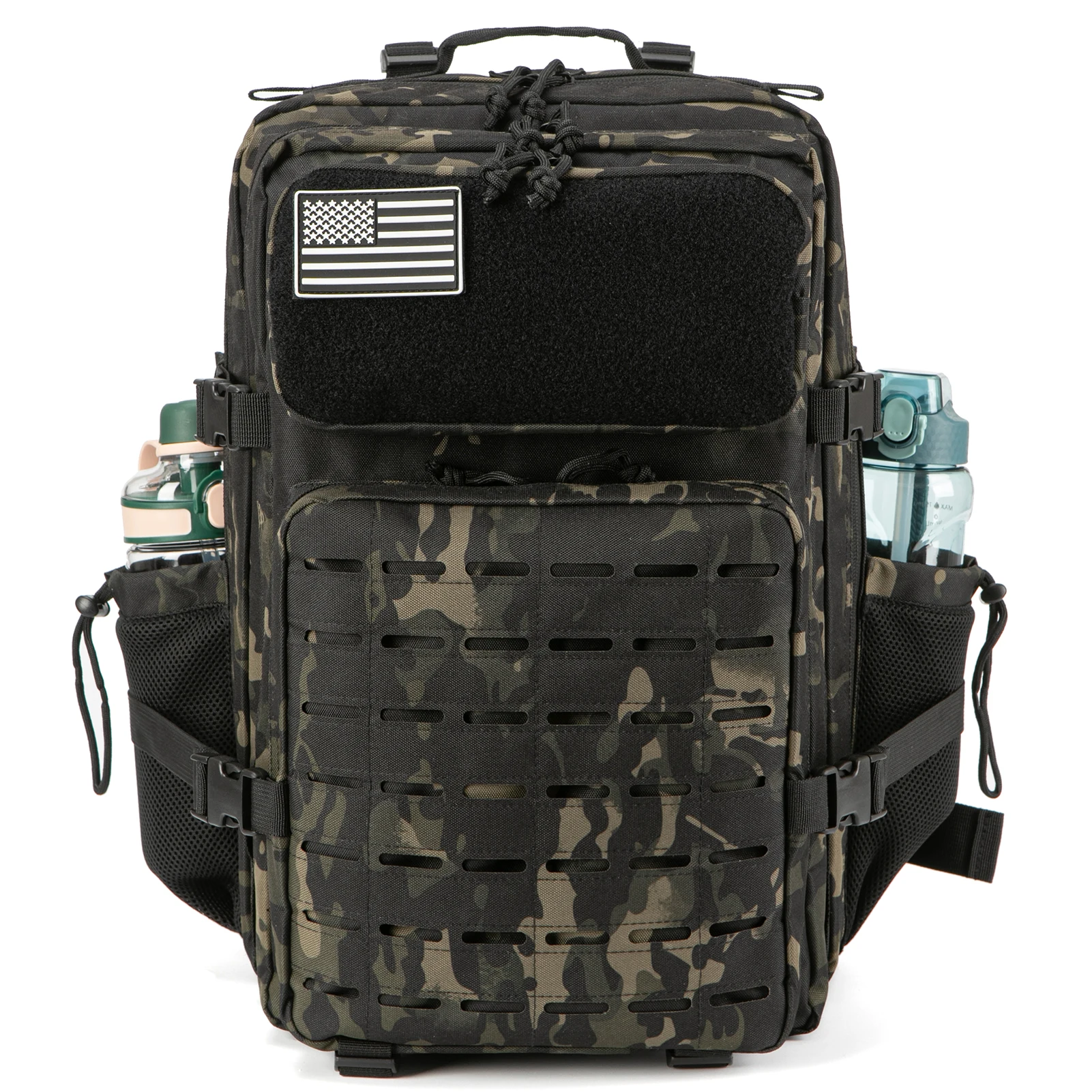 45L Men's Tactical Backpack with Double Cup Holder Hunting Backpack Outdoor Camping Gear Backpack Hiking Survival Backpack