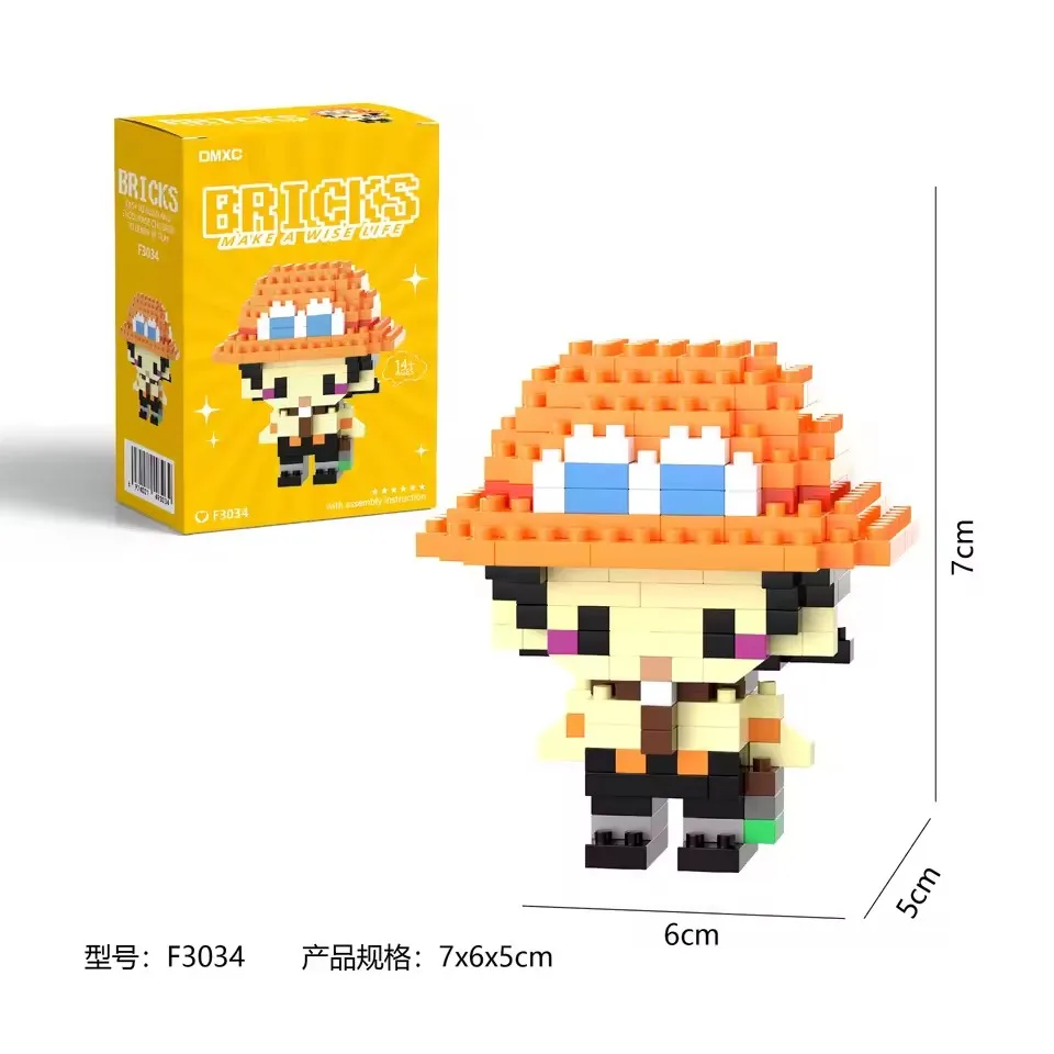 A box of Pikachu building block set: Anime figurines of Luffy and Zoro, Nami and Chopper toys, children's toys, birthday gifts