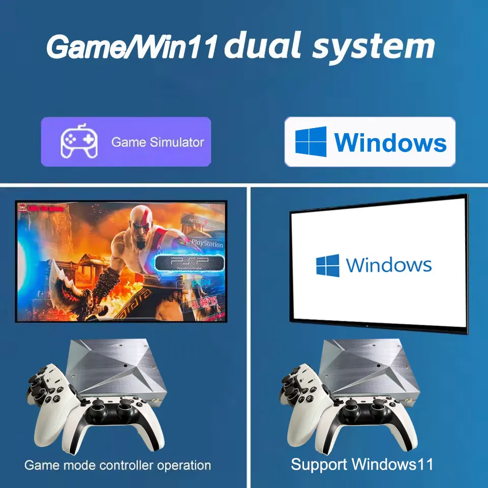 P88 Retro Game Console 2TB HDD 70000+ Games Dual System Win11 & Batocera Plug and Play for Wii PS2 DC PSP NGC TV Gaming Gift