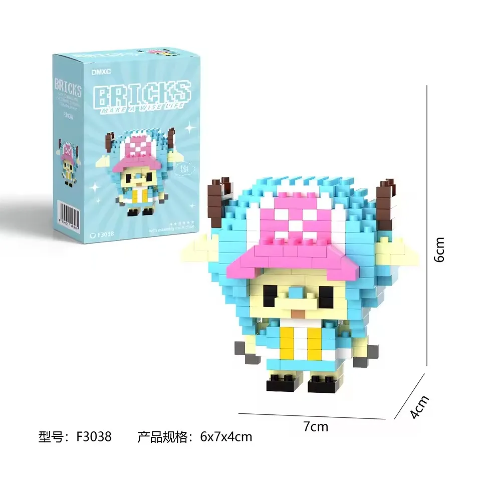 A box of Pikachu building block set: Anime figurines of Luffy and Zoro, Nami and Chopper toys, children's toys, birthday gifts