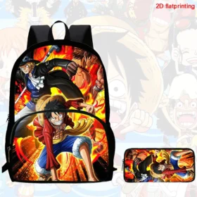 2Pcs Set backpack, cartoon One Piece styles,With front pocket Backpack With Pencil Bags Lightweight ,Age6-10