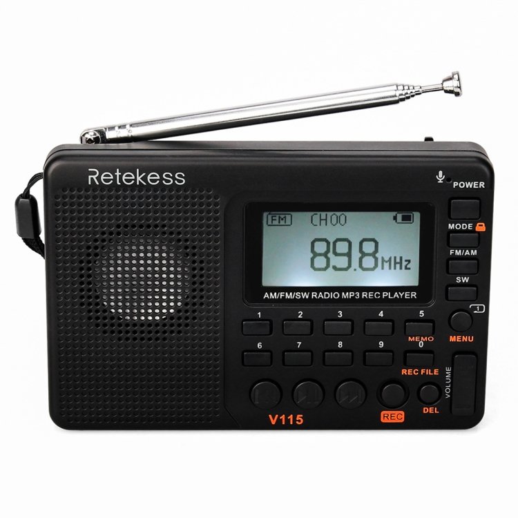 Retekess V-115 Full Band Radio FM AM Portable MP3 Player, V-115 Retekess V-115 Full Band Radio FM AM Portable MP3 Player, V-115