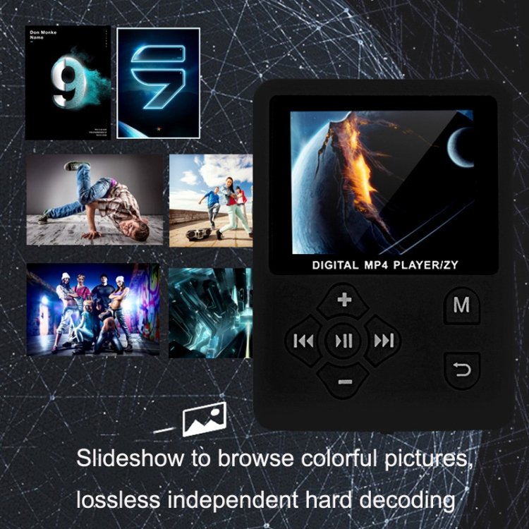 T69 Card Lyrics Synchronization Lossless Sound Quality MP4 Player, Style:, Cross Button...