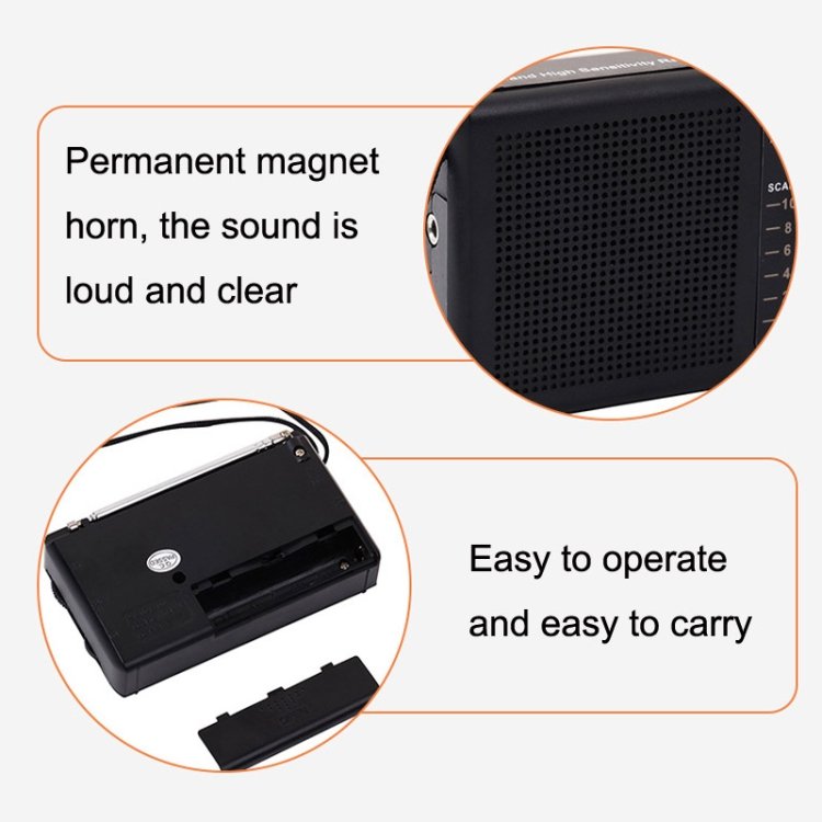 BAIJIALI BJL228 Retro Portable Two Band FM AM Radio Built-in Speaker, BJL228 White, BJL228 Black