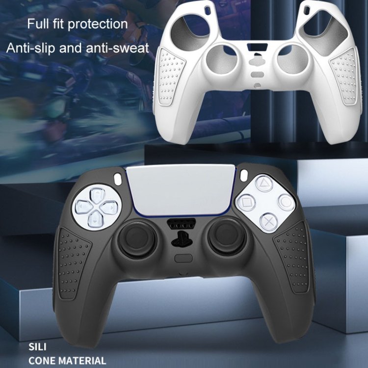 For PS5 Gamepad Silicone Protective Case Anti-Skid Soft Silicone Cover, White, Blue, Black...