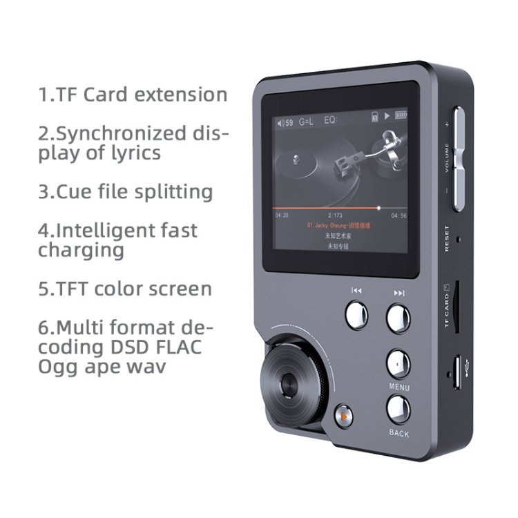 HIFI Lossless DSD256 Music Player Sports MP3, Without TF Card, With 64GB TF Card, With 128GB TF Card