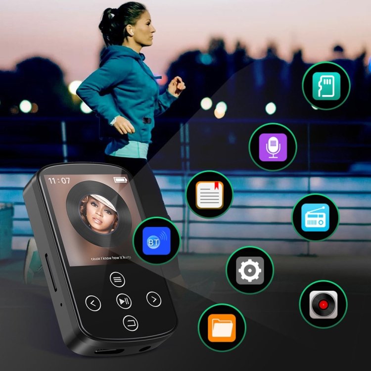 MP3 Bluetooth Music Player HIFI Sports Clip Touch Screen MP4, No TF Card, 8GB, 16GB, 32GB, 64GB...