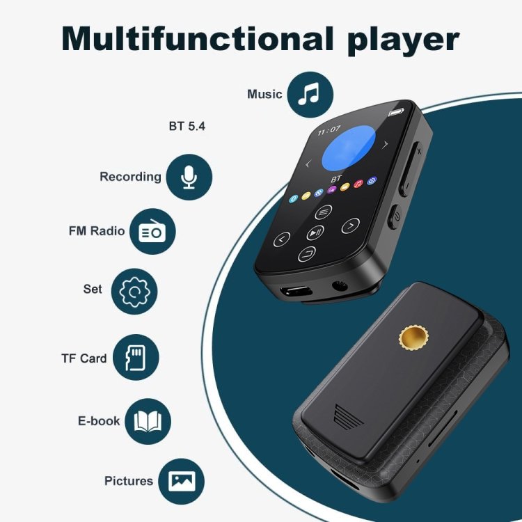 MP3 Bluetooth Music Player HIFI Sports Clip Touch Screen MP4, No TF Card, 8GB, 16GB, 32GB, 64GB...