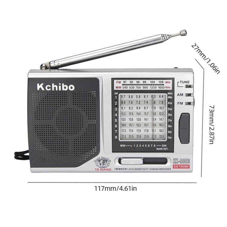 Kchibo 10-Band AM/FM/SW Portable Radio with High-Fidelity Speaker Compact Mini Multi-Band Receive...
