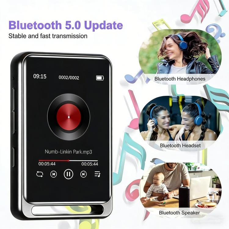M6 Bluetooth 5.0 MP3 Portable Music Player With Speaker FM Radio E-book, 4GB, 8GB, 16GB, 32GB, 64GB