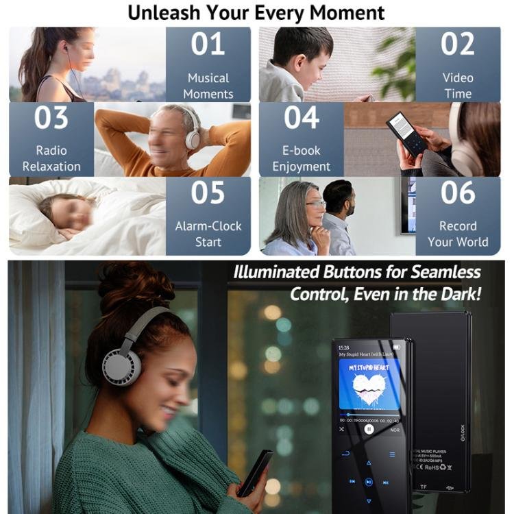 M2 Bluetooth MP3 Music Player With FM Radio External Speaker, 4GB, 8GB, 16GB, 32GB, 64GB