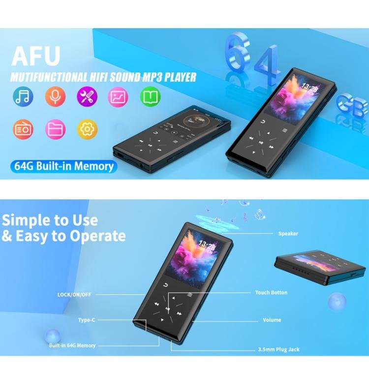 A8 Music Speaker With Card Slot Hi-Fi Lossless MP3 Touchscreen Bluetooth FM Video Player Novel Re...