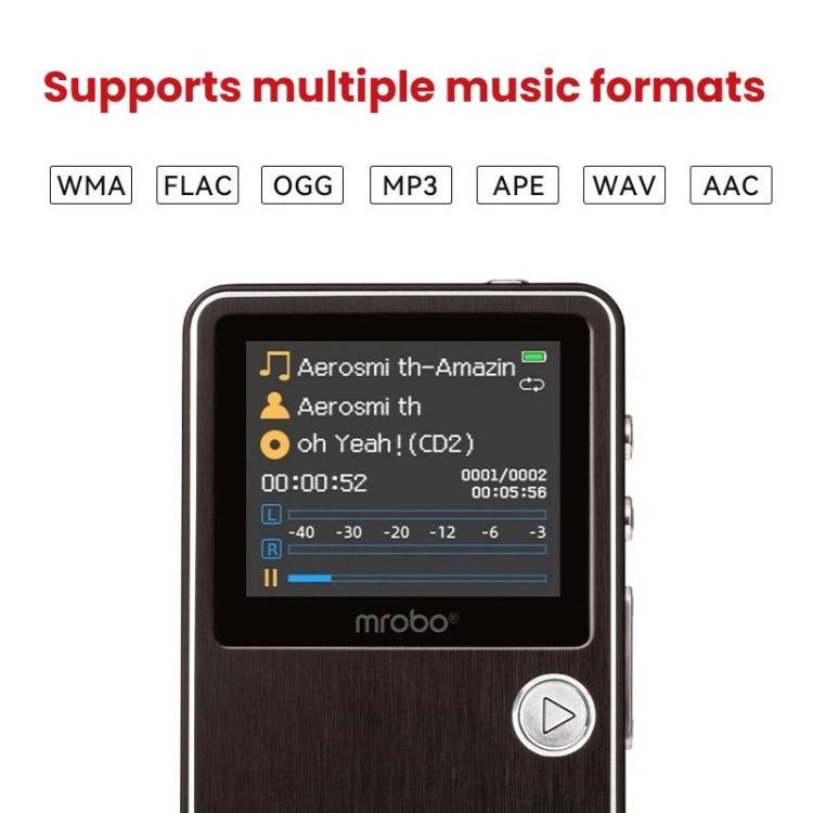 Mrobo HiFi Music Player With DAC Chip - 1.77-Inch Color Screen, Scroll Wheel Control, Supports Lo...
