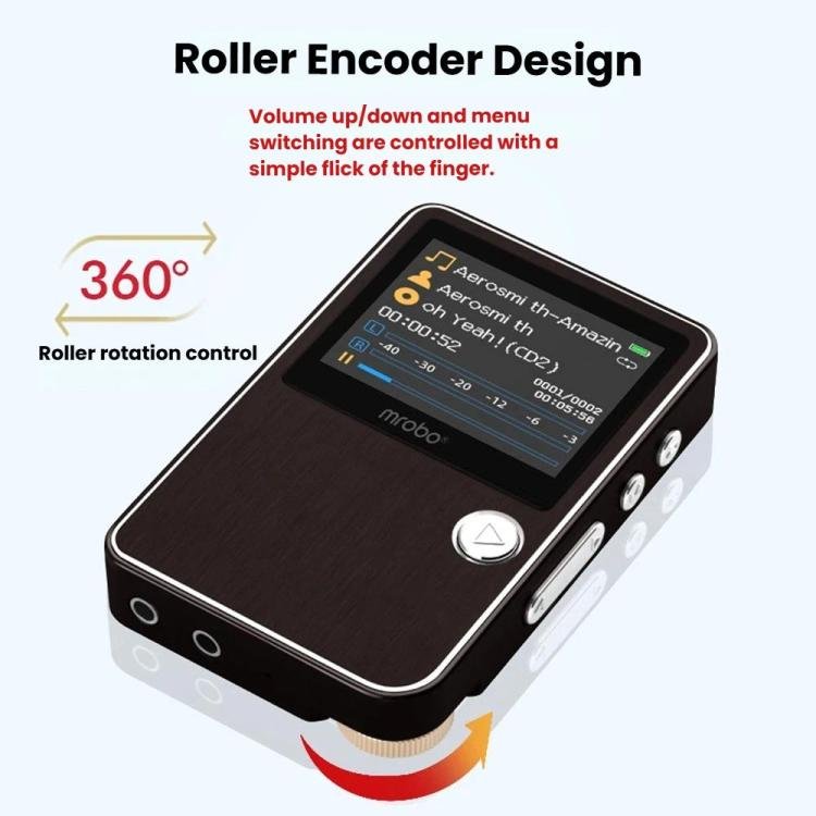 Mrobo HiFi Music Player With DAC Chip - 1.77-Inch Color Screen, Scroll Wheel Control, Supports Lo...