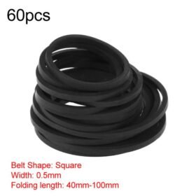Mix Assorted Rubber Belts CD DVD Cassette Tape, 60pcs 0.5mm Square Fold Length 40-100mm...