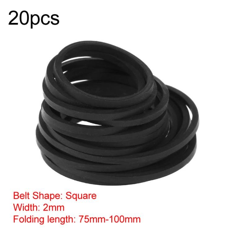 Mix Assorted Rubber Belts CD DVD Cassette Tape, 20pcs 2mm Square Fold Length 75-100mm...