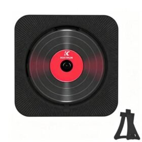 KUSTRON Home Wall-Mounted Rechargeable CD Player Bluetooth Speaker Music Player With Cover, US Pl...
