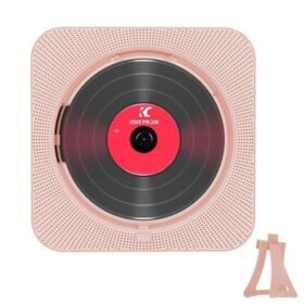 KUSTRON Home Wall-Mounted Rechargeable CD Player Bluetooth Speaker Music Player With Cover, US Pl...