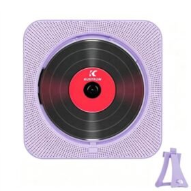 KUSTRON Home Wall-Mounted Rechargeable CD Player Bluetooth Speaker Music Player With Cover, US Pl...