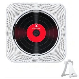 KUSTRON Home Wall-Mounted Rechargeable CD Player Bluetooth Speaker Music Player With Cover, UK Pl...