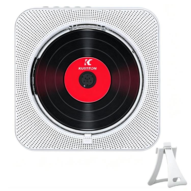 KUSTRON Home Wall-Mounted Rechargeable CD Player Bluetooth Speaker Music Player With Cover, UK Pl...