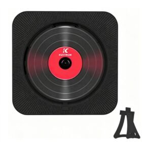 KUSTRON Home Wall-Mounted Rechargeable CD Player Bluetooth Speaker Music Player With Cover, UK Pl...