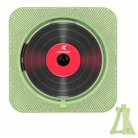 KUSTRON Home Wall-Mounted Rechargeable CD Player Bluetooth Speaker Music Player With Cover, UK Pl...
