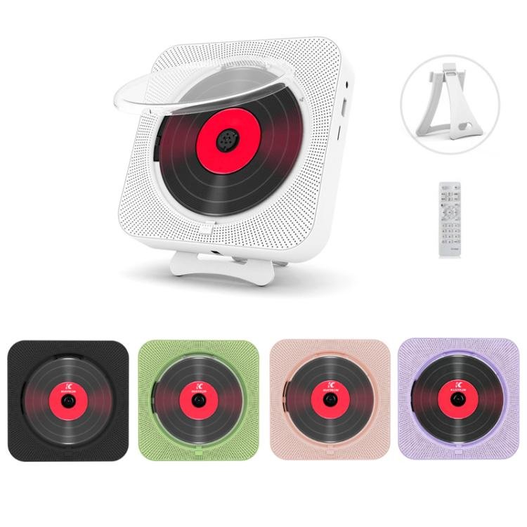 KUSTRON Home Wall-Mounted Rechargeable CD Player Bluetooth Speaker Music Player With Cover, US Pl...