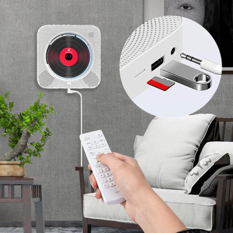 KUSTRON Home Wall-Mounted Rechargeable CD Player Bluetooth Speaker Music Player With Cover, UK Pl...