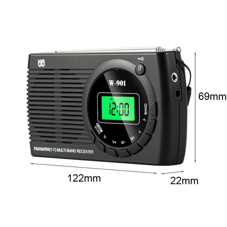 FM/AM/SW Multi-Band LCD Screen Clock-Controlled Stereo Radio, For EU, For US