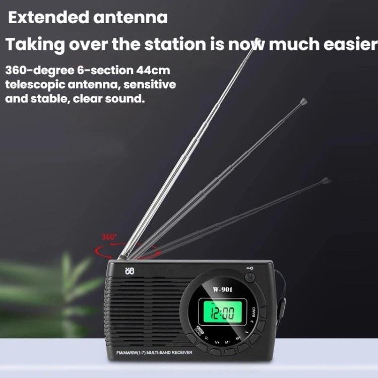 FM/AM/SW Multi-Band LCD Screen Clock-Controlled Stereo Radio, For EU, For US