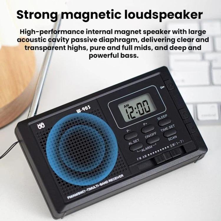 WDK FM/AM/SW Multi-Band LCD Screen Clock-Controlled Stereo Digital Radio, For EU, For US