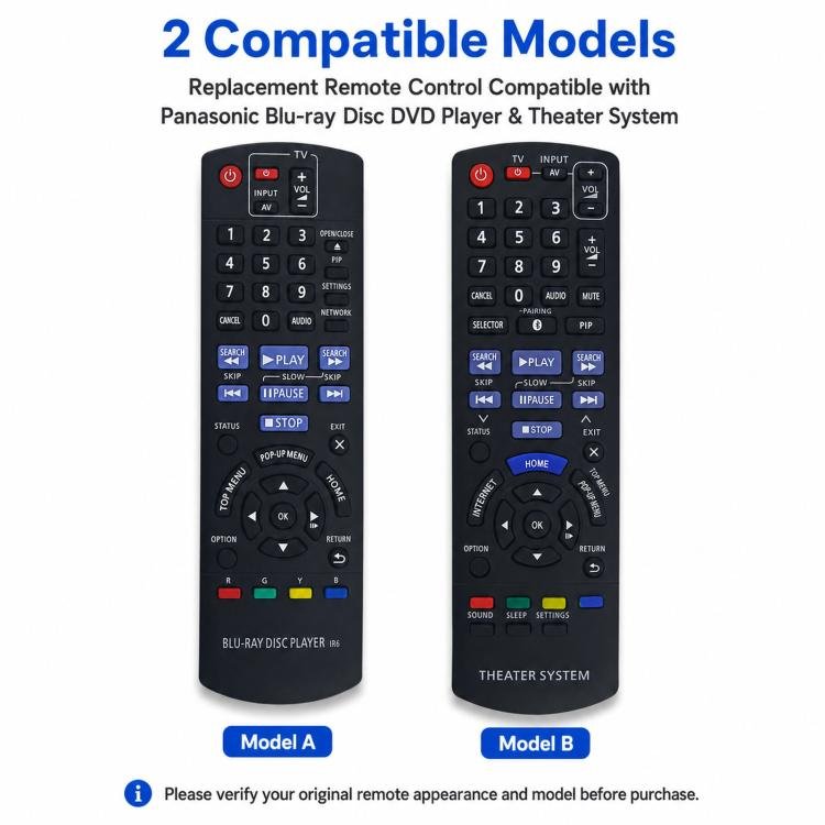 Replacement Remote Control For Panasonic Blu-ray Disc DVD Player & Theater System, N2QAYB000736...