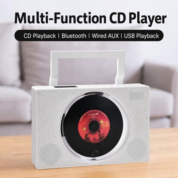 Kecag KC-606 Portable CD Player Home Bluetooth Music Player, White Plug-in, Black Plug-in...
