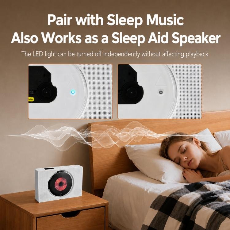 Kecag KC-606 Portable CD Player Home Bluetooth Music Player, White Plug-in, Black Plug-in...