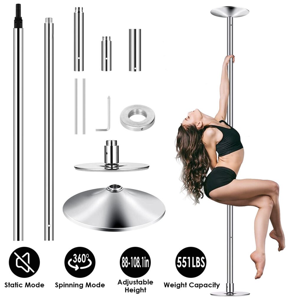 Stripper Dance Pole 45mm Spinning Static Dancing Pole with 88-108.1in Adjustable Height 551LBS Weight Capacity for Fitness Exercise Party Home Club Gy Stripper Dance Pole 45mm Spinning Static Dancing Pole with 88-108.1in Adjustable Height 551LBS Weight Capacity for Fitness Exercise Party Home Club Gy