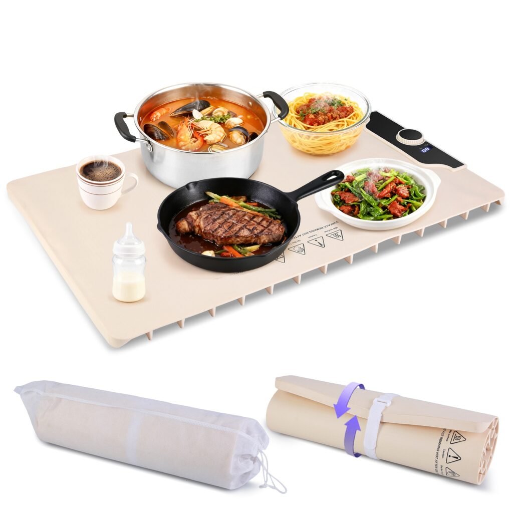 Food Warming Mat 23.6X15.8In 300W Fast Heating Electric Silicone Food Warmer With 14 Temp Levels 10Hrs Timer Settings Roll-Up Portable Hot Plates Heat Food Warming Mat 23.6X15.8In 300W Fast Heating Electric Silicone Food Warmer With 14 Temp Levels 10Hrs Timer Settings Roll-Up Portable Hot Plates Heat