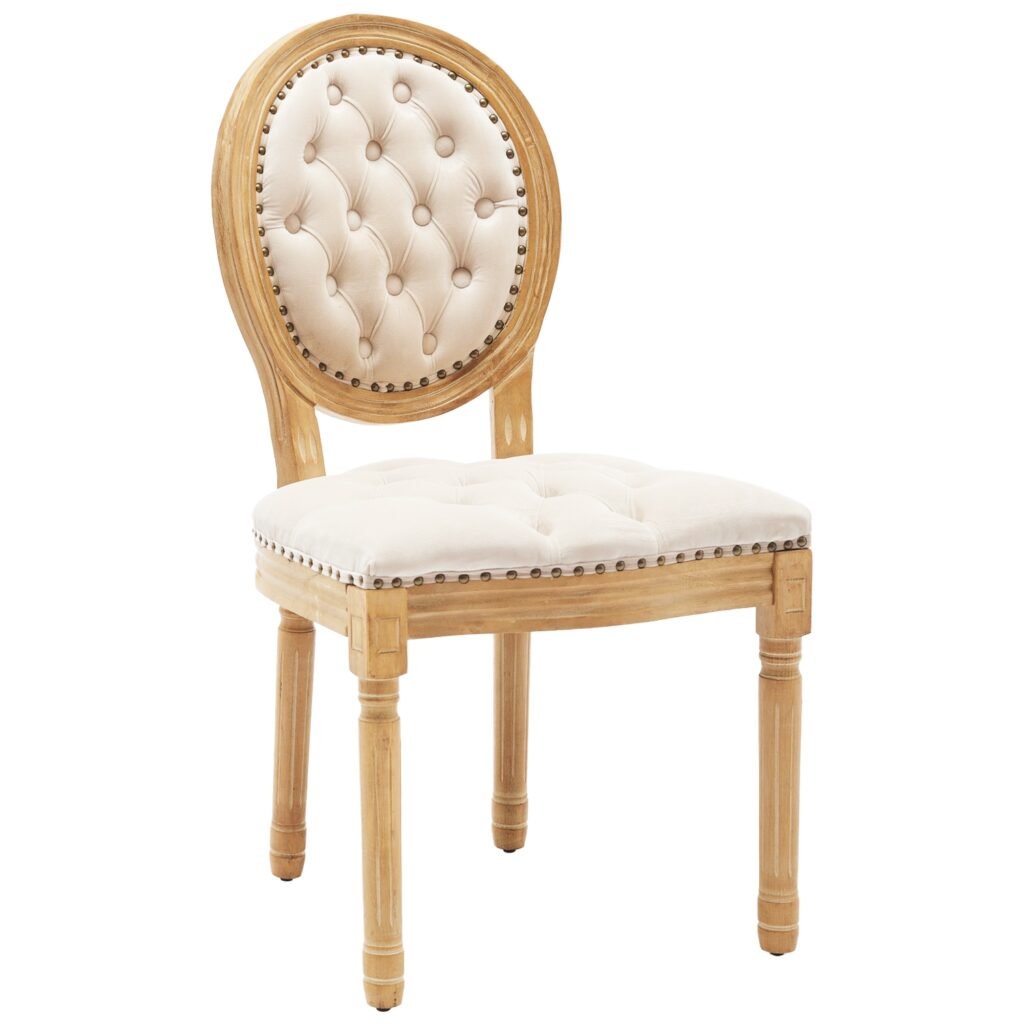 French Style Solid Wood Frame Tufted Velvet Dining Chairs Set of 2, Elegant Oval Back Kitchen Side Chairs for Dining Room & Living Room French Style Solid Wood Frame Tufted Velvet Dining Chairs Set of 2, Elegant Oval Back Kitchen Side Chairs for Dining Room & Living Room