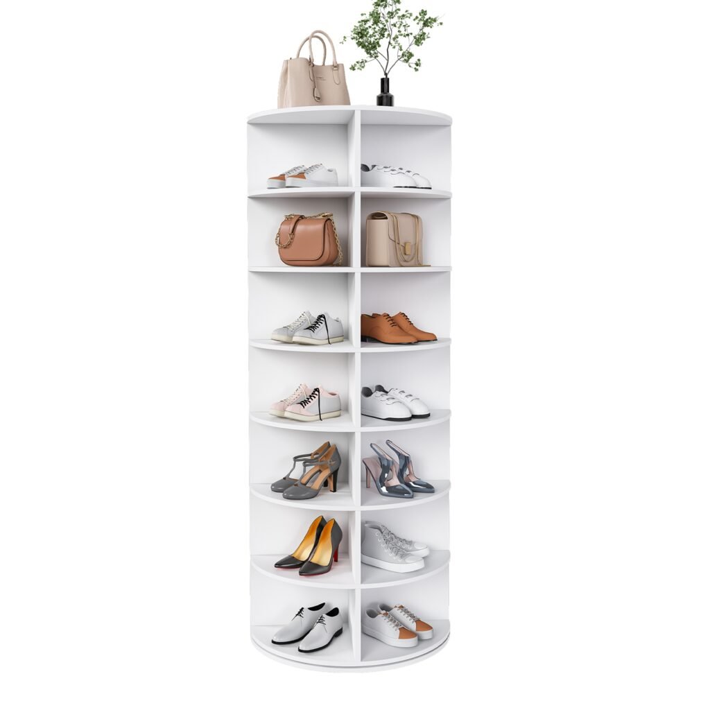 7-Tier Rotating Shoe Rack Tower, 360° Spinning Shoe Organizer with 28 Pairs Capacity, Freestanding Vertical Shoe Storage Cabinet for Closet Entryway B 7-Tier Rotating Shoe Rack Tower, 360° Spinning Shoe Organizer with 28 Pairs Capacity, Freestanding Vertical Shoe Storage Cabinet for Closet Entryway B