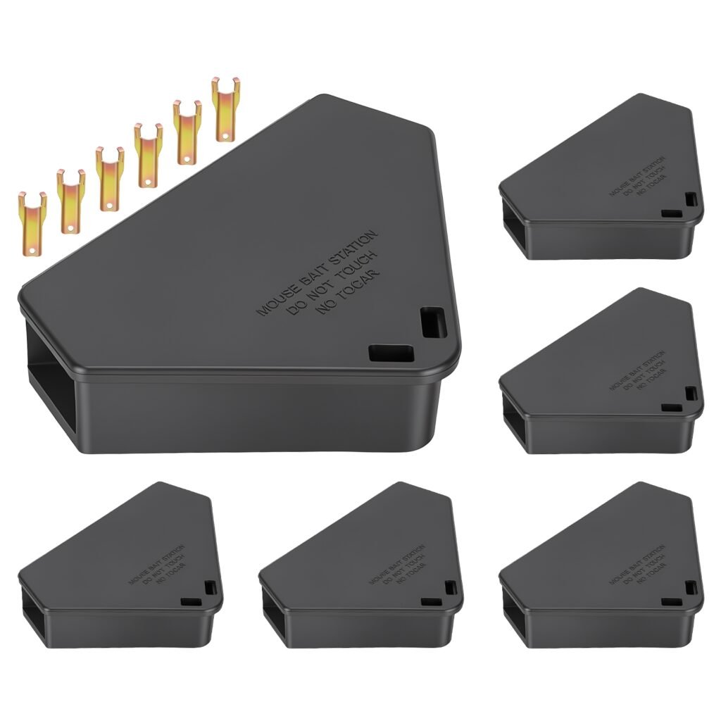 6 Packs Mouse Bait Station with Keys Tamper Resistant Indoor Outdoor Mouse Bait Boxes Reusable Locking Rodent Bait Stations for Home Garage Garden War
