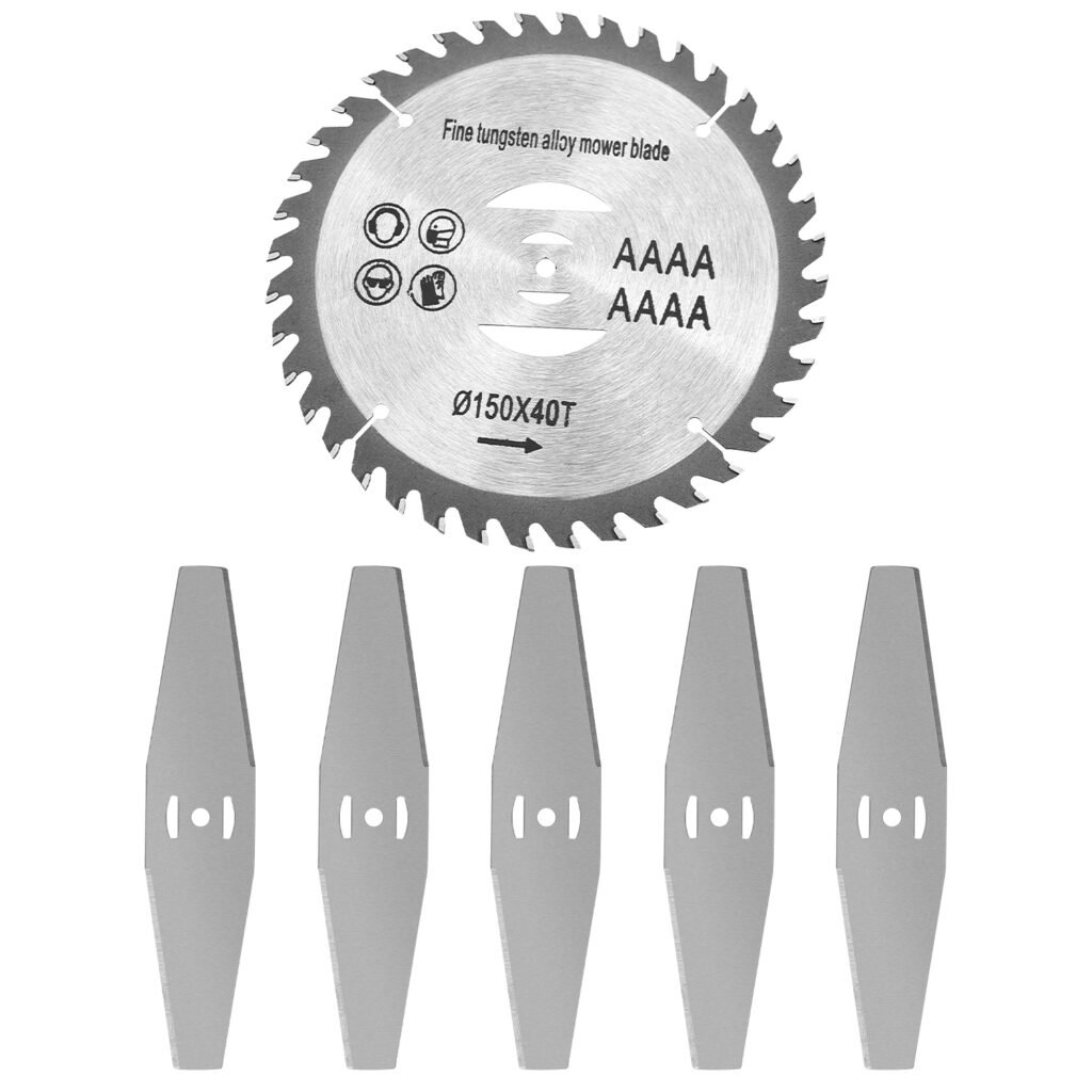 6Pcs High Carbon Steel Alloy Weed Cutter Attachments 5Pcs Metal Blades 1Pc Circular Saw Blade 6in Suitable for Weed Trimming Bush Pruning Tree Cutting 6Pcs High Carbon Steel Alloy Weed Cutter Attachments 5Pcs Metal Blades 1Pc Circular Saw Blade 6in Suitable for Weed Trimming Bush Pruning Tree Cutting