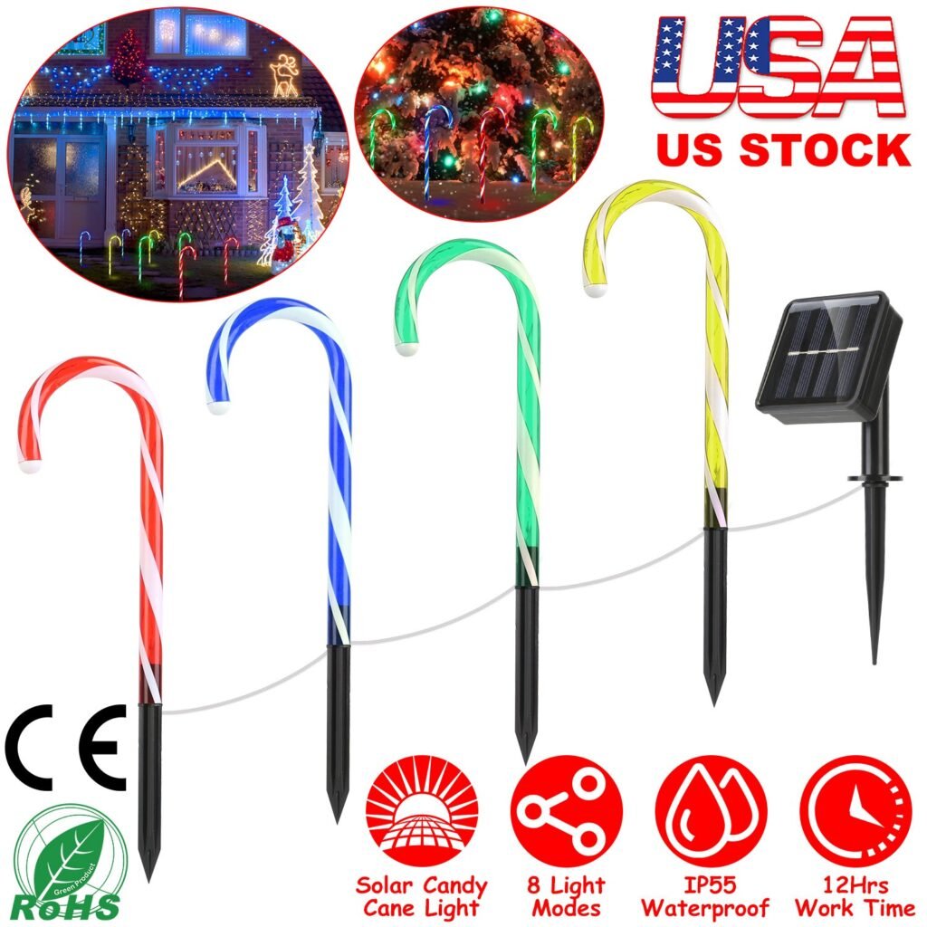 Solar Christmas Candy Cane Light IP55 Waterproof Stake Light Lamp for Patio Yard Garden Pathway Outdoor Christmas Decorative Light Solar Christmas Candy Cane Light IP55 Waterproof Stake Light Lamp for Patio Yard Garden Pathway Outdoor Christmas Decorative Light