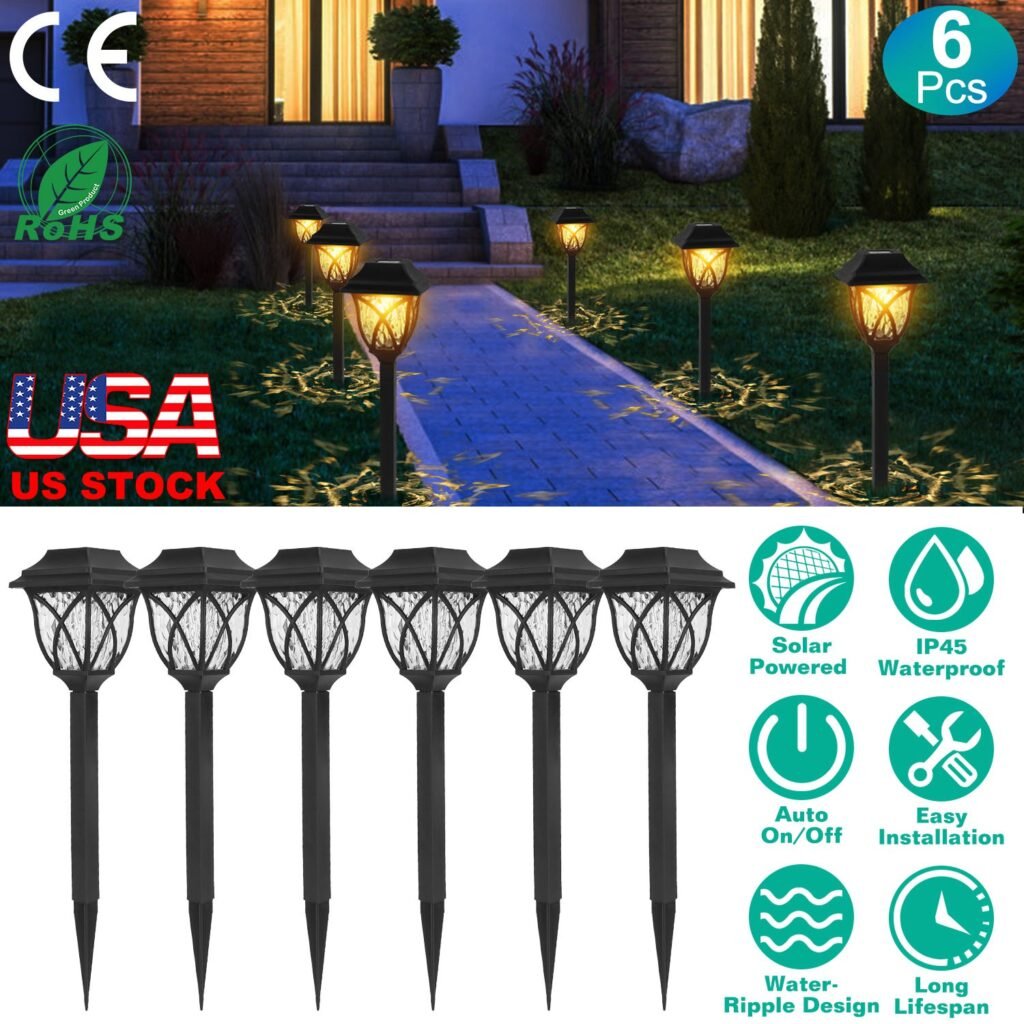 6Pack Solar Powered Stake Light Outdoor Decorative Landscape Lamp IP45 Waterproof Auto On Off Outdoor Light for Pathway Garden Yard Patio 6Pack Solar Powered Stake Light Outdoor Decorative Landscape Lamp IP45 Waterproof Auto On Off Outdoor Light for Pathway Garden Yard Patio