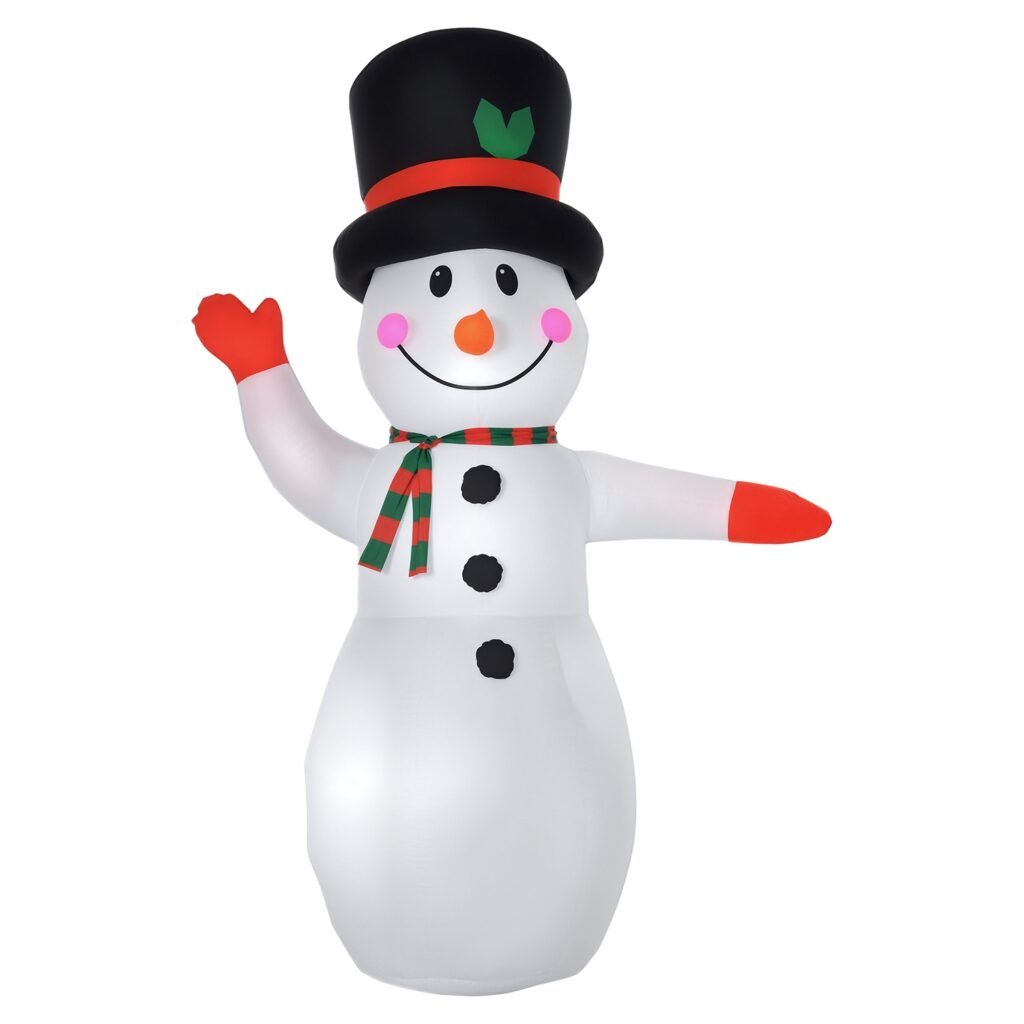 8FT Inflatable Waving Snowman Christmas Decoration with Warm White LED Lights Built-In Fan 5 Ground Stakes 3 Tether Ropes & Sandbag Outdoor Yard Lawn 8FT Inflatable Waving Snowman Christmas Decoration with Warm White LED Lights Built-In Fan 5 Ground Stakes 3 Tether Ropes & Sandbag Outdoor Yard Lawn