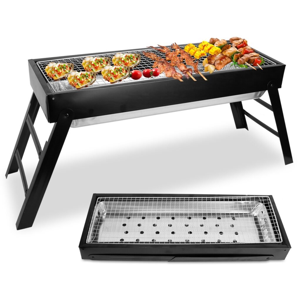 Foldable Charcoal BBQ Grill Stainless Steel Grill Net Easy Setup Portable Tabletop Barbecue Grill for Camping Picnic Outdoor Party Backyard Foldable Charcoal BBQ Grill Stainless Steel Grill Net Easy Setup Portable Tabletop Barbecue Grill for Camping Picnic Outdoor Party Backyard