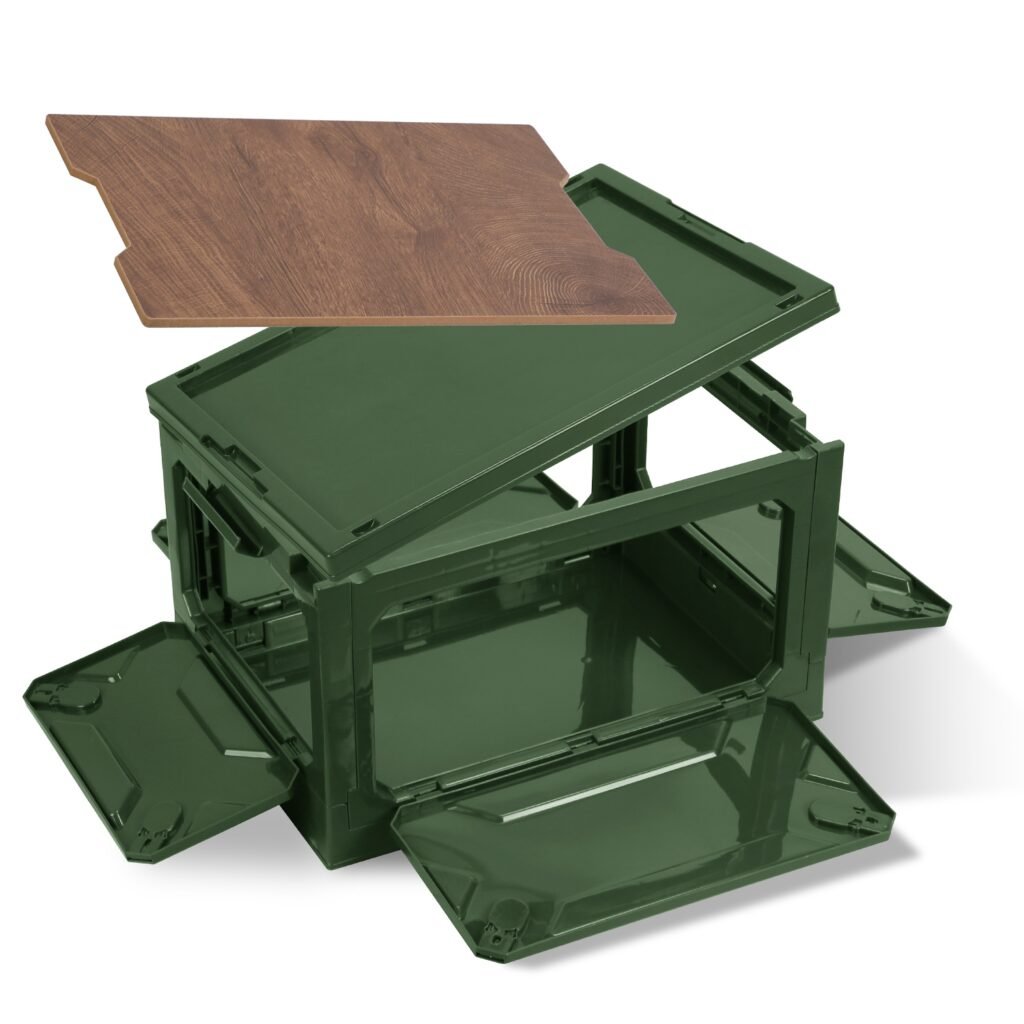 Folding Storage Bin Camping Collapsible Organizer Box Stackable Grocery Container Shelf Baskets with Cutting Board Top Lid 4 Side Lockable Doors Wheel Folding Storage Bin Camping Collapsible Organizer Box Stackable Grocery Container Shelf Baskets with Cutting Board Top Lid 4 Side Lockable Doors Wheel