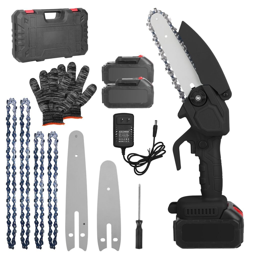 Electric Mini Chainsaw Portable Handheld Cordless Small Chain Saw Battery Powered with 2Pcs 2200mAh Rechargeable Batteries 4in/6in Chains for Pruning Electric Mini Chainsaw Portable Handheld Cordless Small Chain Saw Battery Powered with 2Pcs 2200mAh Rechargeable Batteries 4in/6in Chains for Pruning
