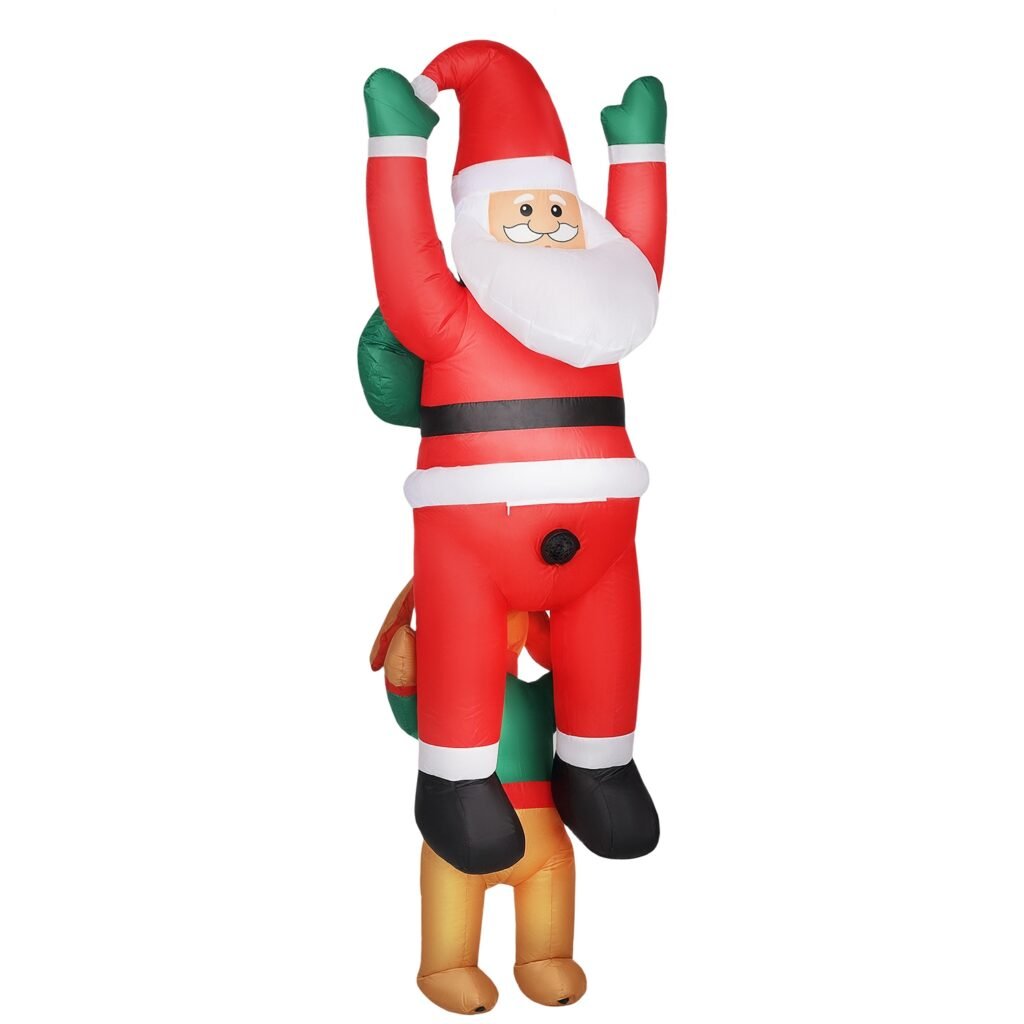 7FT Inflatable Hanging Santa Christmas Decoration with Warm White LED Lights Built-In Fan Outdoor Blow Up Christmas Yard Decor for Lawn Garden Roof Ea 7FT Inflatable Hanging Santa Christmas Decoration with Warm White LED Lights Built-In Fan Outdoor Blow Up Christmas Yard Decor for Lawn Garden Roof Ea