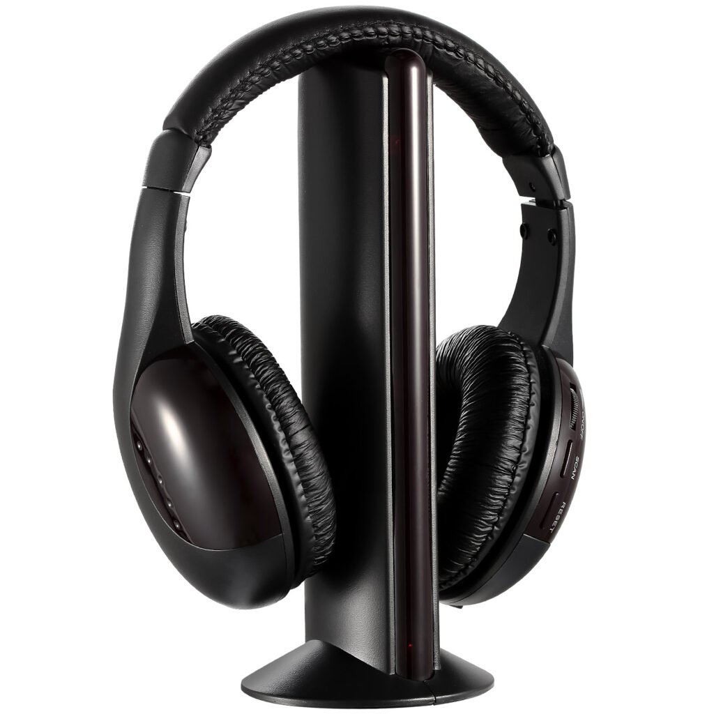 Wireless RF Headphones HiFi Over-Ear Headsets RF Transmitter Receiver w/ MicY-shaped Cable Monitoring Earphone 98.4ft Range for TV Radio CD Wireless RF Headphones HiFi Over-Ear Headsets RF Transmitter Receiver w/ MicY-shaped Cable Monitoring Earphone 98.4ft Range for TV Radio CD