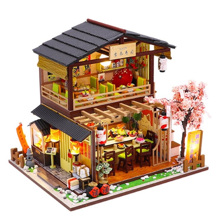 Creative DIY Assembled Model House Japanese Sushi Restaurant Birthday Gift Creative DIY Assembled Model House Japanese Sushi Restaurant Birthday Gift